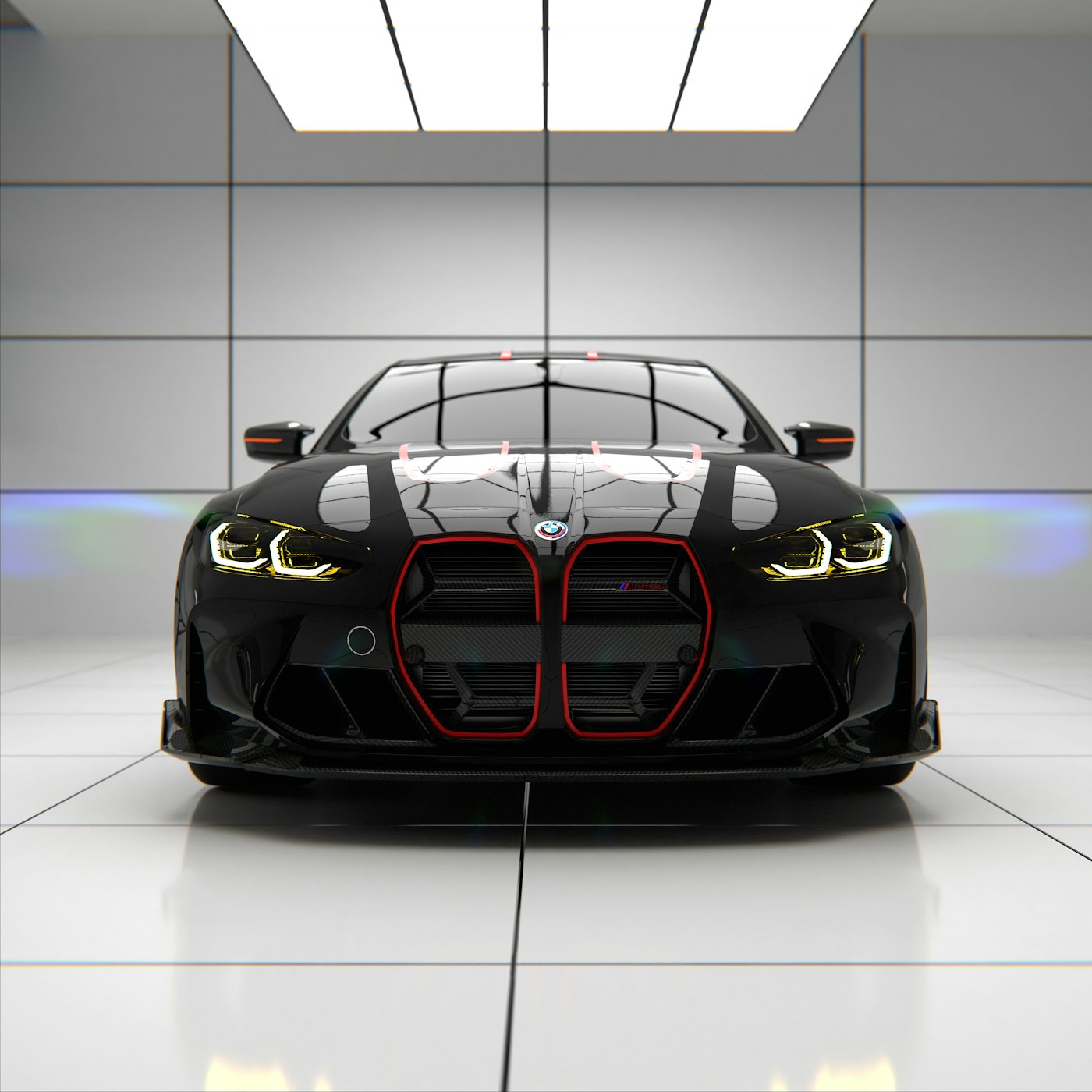 Automobile sportive dans un atelier